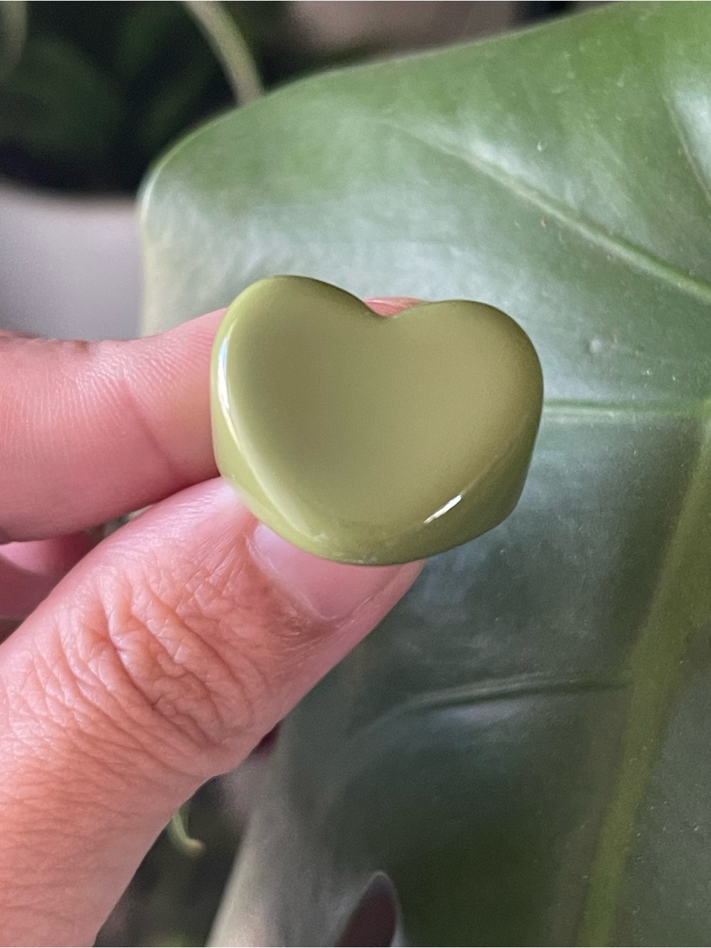 Olive Green Heart Accent Ring